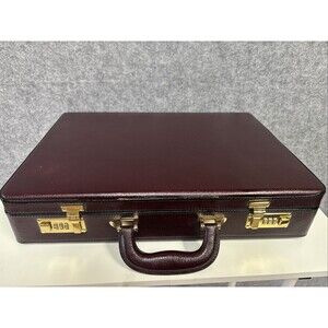 Vintage Burgundy Hard Side Attache Briefcase Combination Locks Executive Case